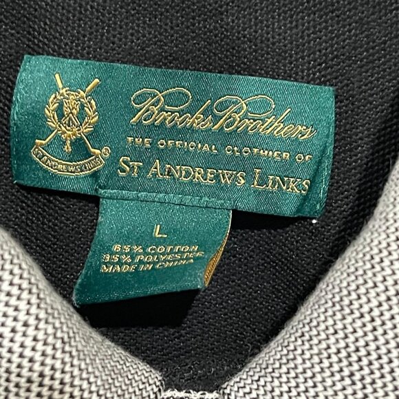 Brooks Brothers St Andrews Links Polo Shirt Short Sleeve Striped Mens Large - Picture 2 of 4